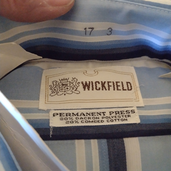 Men's mint 17" Vintage 70's dead stock Wickfield button down shirt - Picture 3 of 9